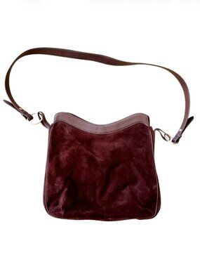 Vintage 1990s Ralph Lauren Chocolate Brown Suede Shoulder Bag Quiet Luxury